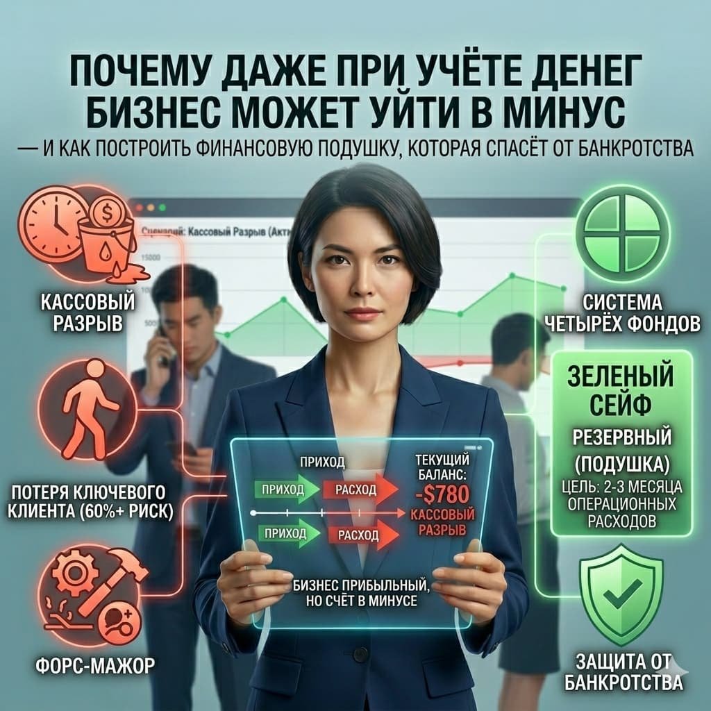 финансовая подушка для бизнеса, резервный фонд для бизнеса, кассовый разрыв как избежать, финансовая защита малого бизнеса, финансовая подушка безопасности